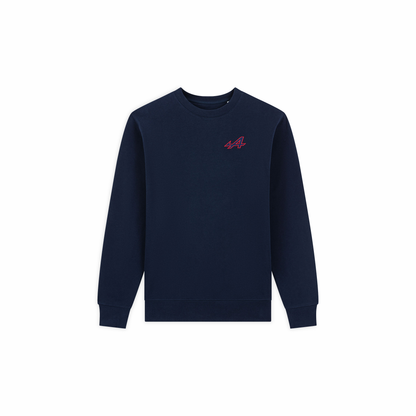 BLAUES SWEATSHIRT FÜR HERREN ALPINE - GESTICKTES LOGO ROTE KONTUR – ESSENTIAL LINE