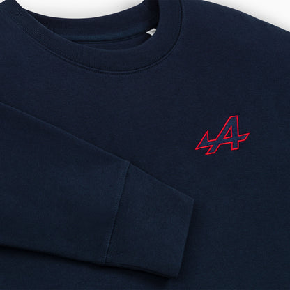 BLAUES SWEATSHIRT FÜR HERREN ALPINE - GESTICKTES LOGO ROTE KONTUR – ESSENTIAL LINE